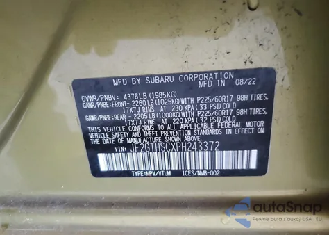 2023 Subaru Crosstrek Sport из США, поврежденный, VIN JF2GTHSCXPH243372